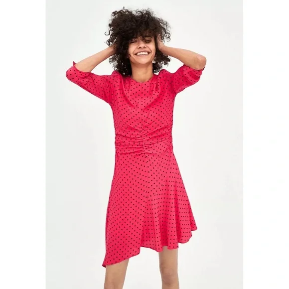 ZARA hot pink polka dot dress - Picture 2 of 14
